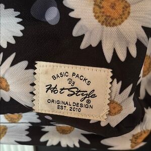 Black Daisy Print Backpack